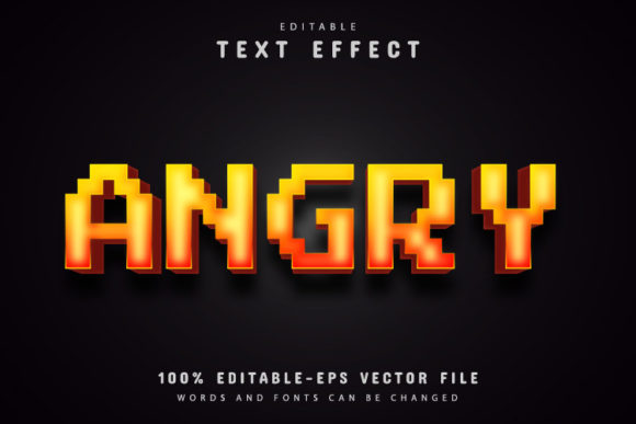 Angry Text Effect Pixel Style: Bold, Editable Design