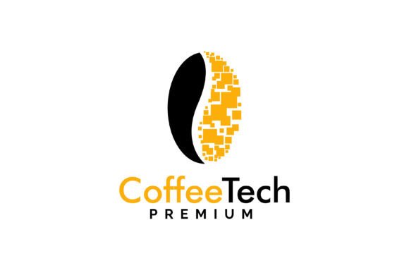 Coffee Tech Logo in Pixel Style