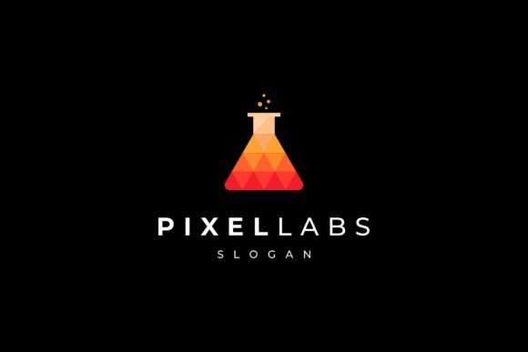 Lab Glass Flask Pixel Triangle Logo