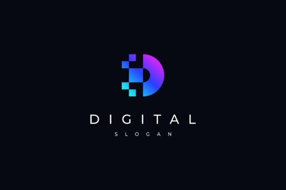 Letter D Pixel Digital Modern Logo