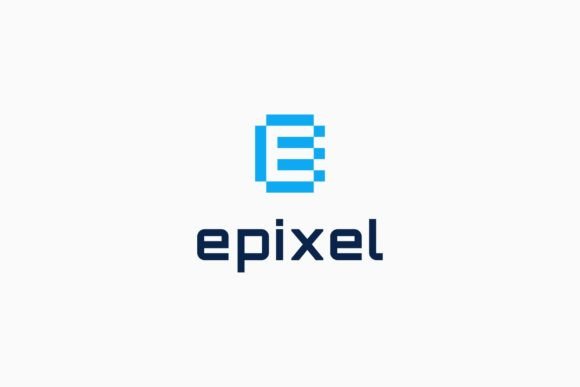 Letter E Pixel Digital Tech Logo: Editable & Modern