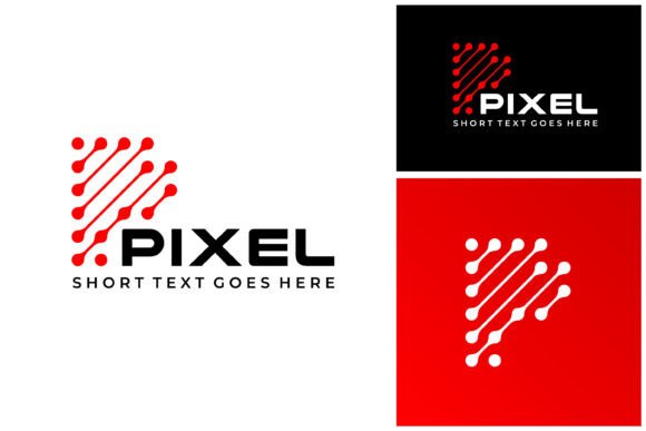 Letter P Pixel Connected Dots Link Logo: A Modern Design Asset
