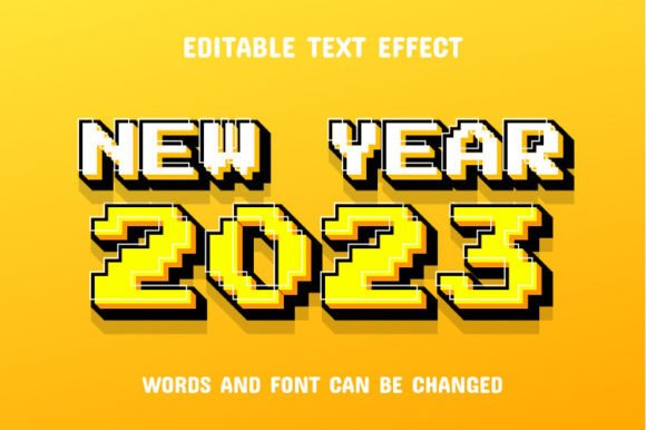 New Year 2023 3D Pixel Style Text Effect
