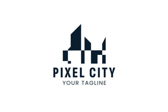 Pixel City Logo Vector Icon Illustration