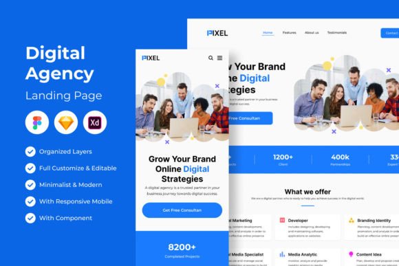 Pixel: The Ultimate Digital Agency Landing Page Template