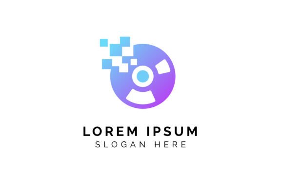 Pixel Vinyl Music Logo: Vinyl Disc Icon Design
