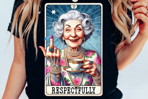 Respectfully Old Lady Tarot Card PNG for Unique Designs