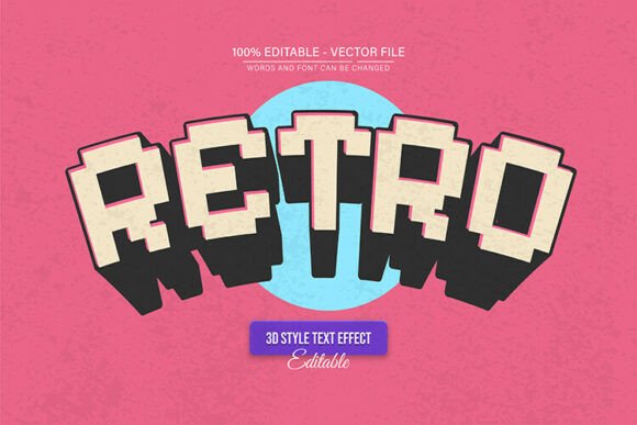 Retro Pixel Vintage 3D Text Effect