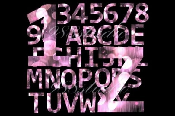Sparkle Pink Font Png Alphabet Number