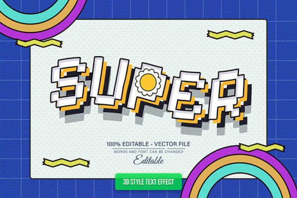 Super Retro Pixel Text Effect Editable