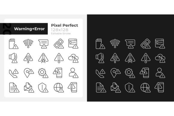 Warning Signals Pixel Perfect Icon Set