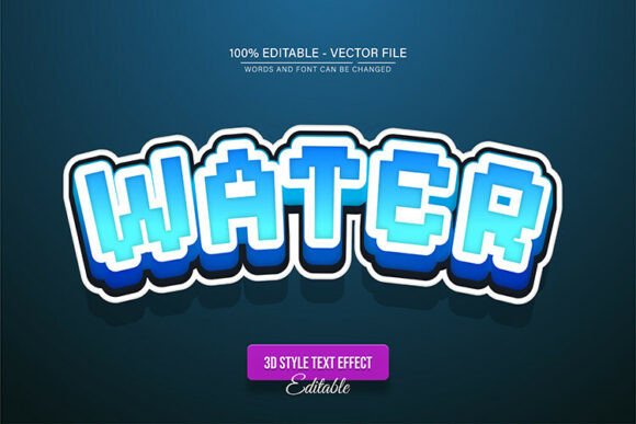 Water Blue Pixel 3d Text Effect Editable
